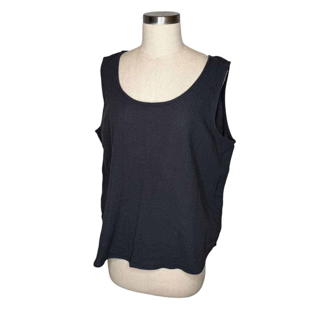 NA NIN Tank Top Women One Size Gray Cotton Gauze Scoop Neck Boxy‎ Minimalist USA